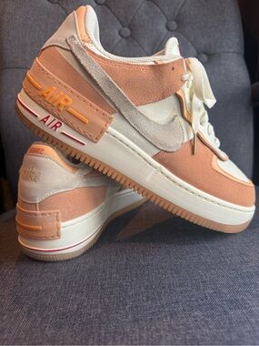 Nike Air Force 1 Shadow Women’s Sneakers Peach Cream Suede Size 10